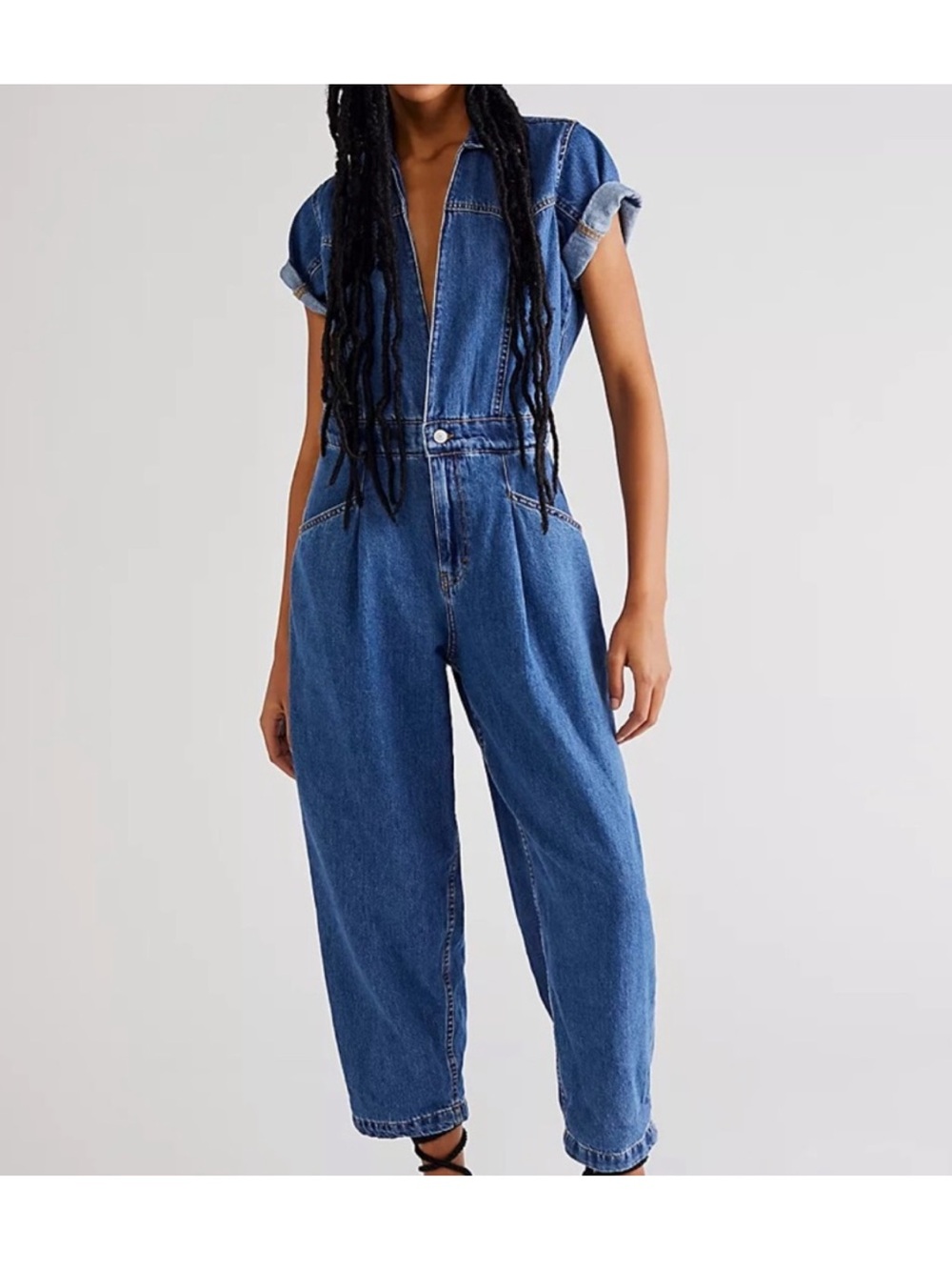 Free People Indigo Blue Denim Jumpsuit